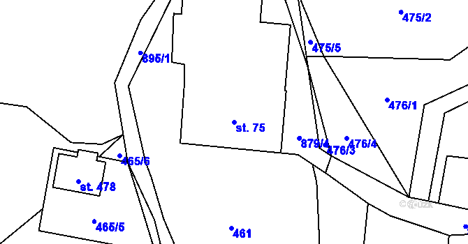 Parcela st. 75 v KÚ Čenkovice, Katastrální mapa