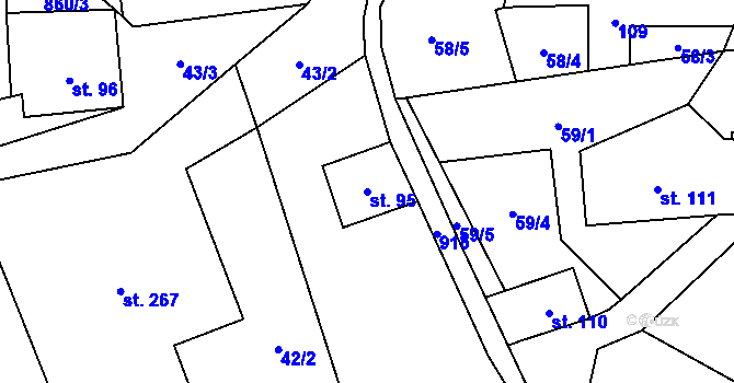 Parcela st. 95 v KÚ Čenkovice, Katastrální mapa