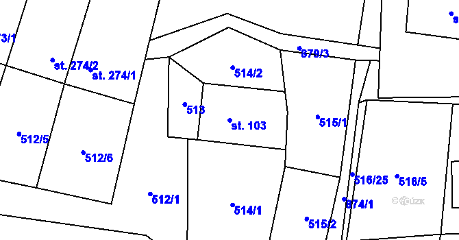 Parcela st. 103 v KÚ Čenkovice, Katastrální mapa