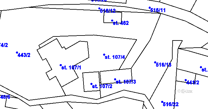 Parcela st. 107/4 v KÚ Čenkovice, Katastrální mapa