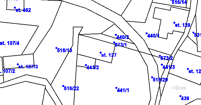 Parcela st. 127 v KÚ Čenkovice, Katastrální mapa