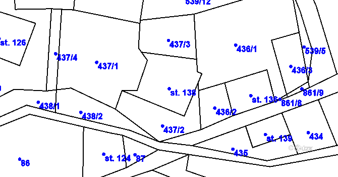 Parcela st. 138 v KÚ Čenkovice, Katastrální mapa