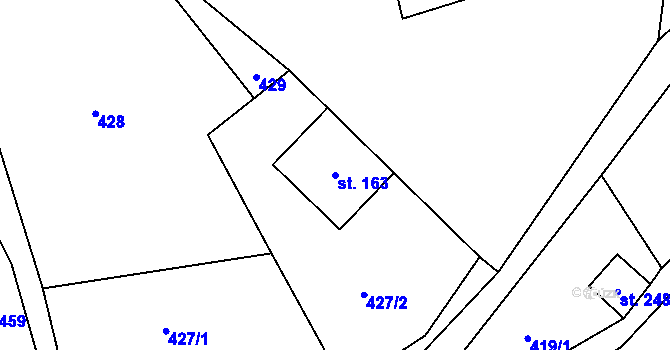 Parcela st. 163 v KÚ Čenkovice, Katastrální mapa