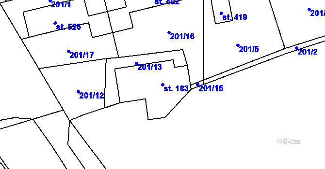 Parcela st. 183 v KÚ Čenkovice, Katastrální mapa