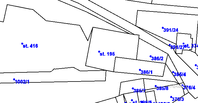 Parcela st. 195 v KÚ Čenkovice, Katastrální mapa