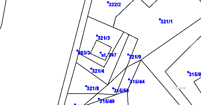 Parcela st. 247 v KÚ Čenkovice, Katastrální mapa