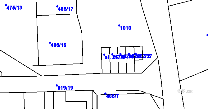 Parcela st. 257/5 v KÚ Čenkovice, Katastrální mapa