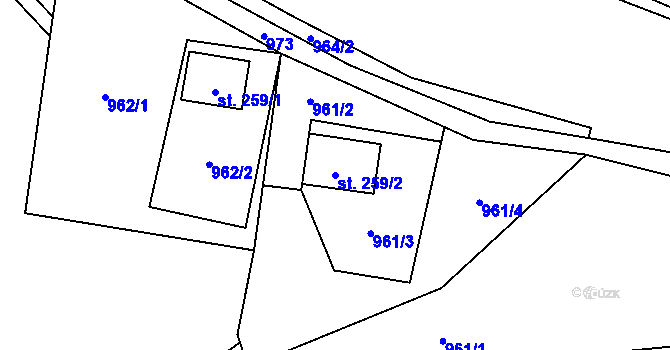 Parcela st. 259/2 v KÚ Čenkovice, Katastrální mapa