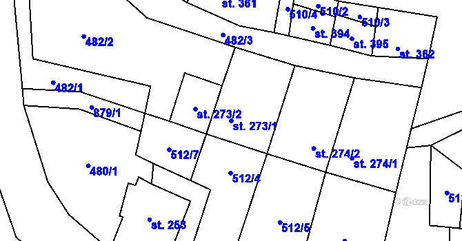 Parcela st. 273/1 v KÚ Čenkovice, Katastrální mapa