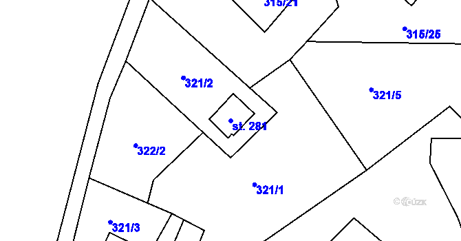 Parcela st. 281 v KÚ Čenkovice, Katastrální mapa