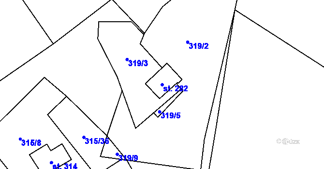 Parcela st. 282 v KÚ Čenkovice, Katastrální mapa