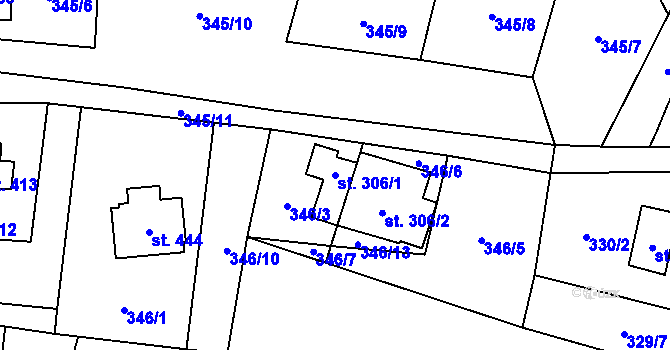 Parcela st. 306/1 v KÚ Čenkovice, Katastrální mapa