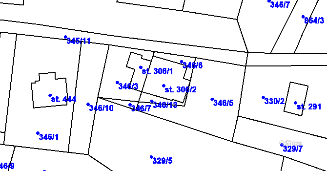 Parcela st. 306/2 v KÚ Čenkovice, Katastrální mapa