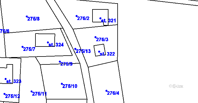 Parcela st. 322 v KÚ Čenkovice, Katastrální mapa