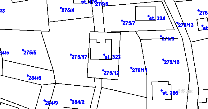 Parcela st. 323 v KÚ Čenkovice, Katastrální mapa