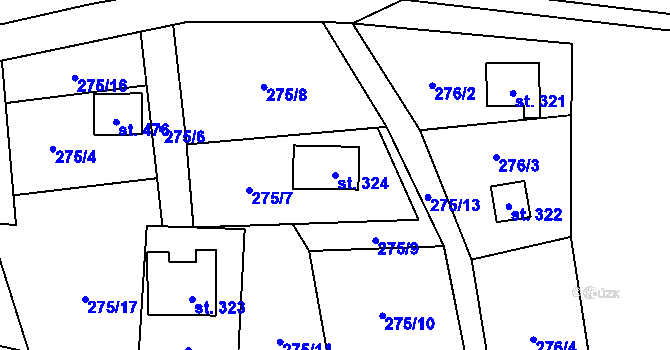 Parcela st. 324 v KÚ Čenkovice, Katastrální mapa