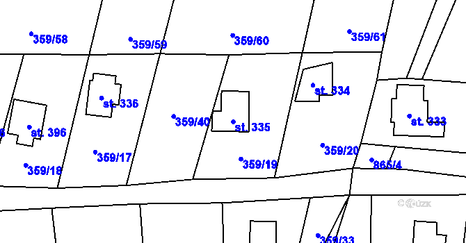 Parcela st. 335 v KÚ Čenkovice, Katastrální mapa