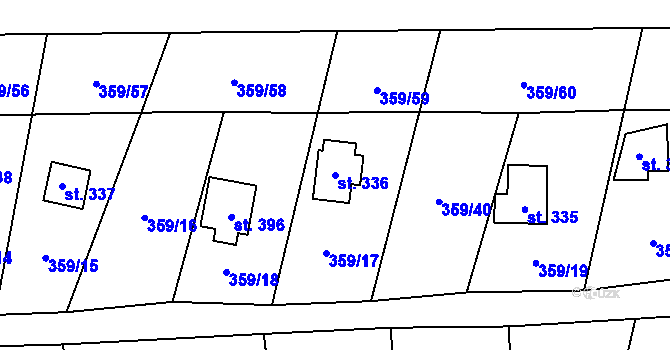 Parcela st. 336 v KÚ Čenkovice, Katastrální mapa