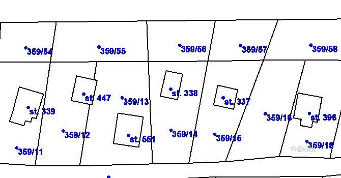 Parcela st. 338 v KÚ Čenkovice, Katastrální mapa