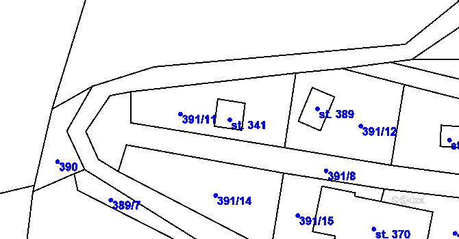 Parcela st. 341 v KÚ Čenkovice, Katastrální mapa
