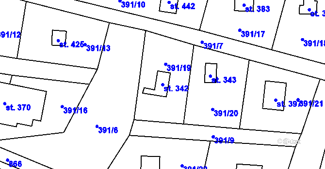 Parcela st. 342 v KÚ Čenkovice, Katastrální mapa