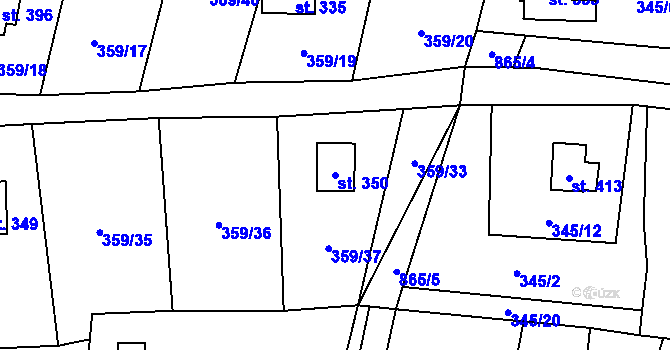 Parcela st. 350 v KÚ Čenkovice, Katastrální mapa