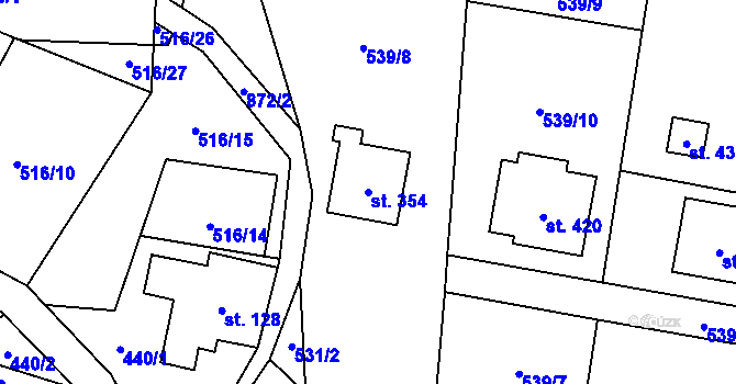Parcela st. 354 v KÚ Čenkovice, Katastrální mapa