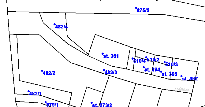Parcela st. 361 v KÚ Čenkovice, Katastrální mapa