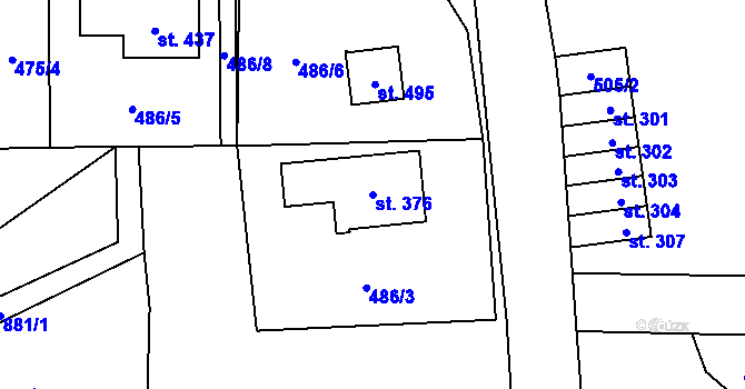 Parcela st. 376 v KÚ Čenkovice, Katastrální mapa