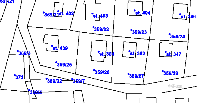 Parcela st. 384 v KÚ Čenkovice, Katastrální mapa