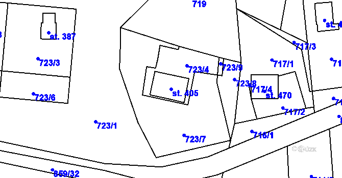 Parcela st. 405 v KÚ Čenkovice, Katastrální mapa