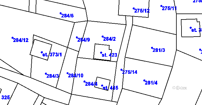 Parcela st. 423 v KÚ Čenkovice, Katastrální mapa