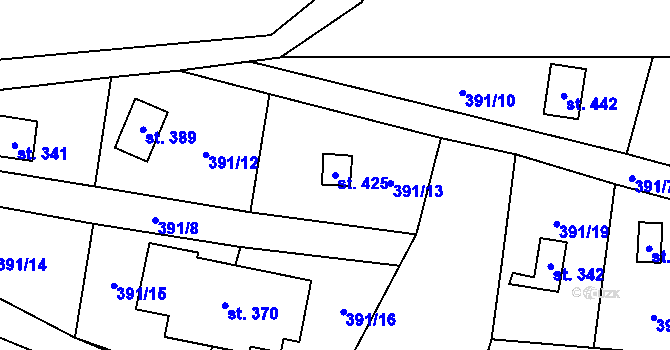 Parcela st. 425 v KÚ Čenkovice, Katastrální mapa