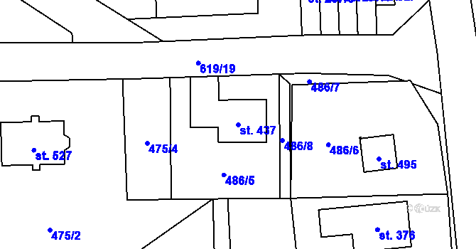 Parcela st. 437 v KÚ Čenkovice, Katastrální mapa