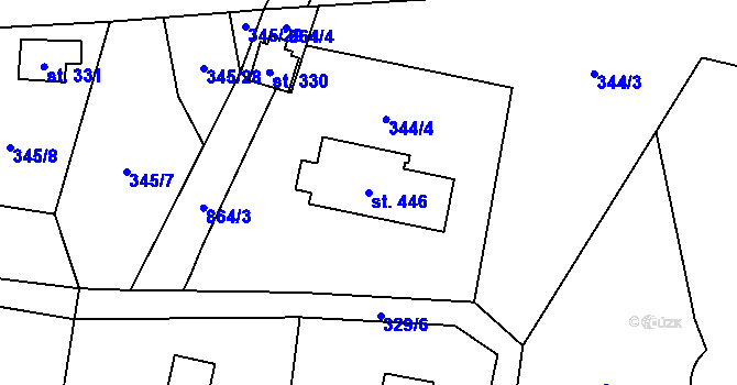 Parcela st. 446 v KÚ Čenkovice, Katastrální mapa