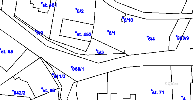 Parcela st. 6/3 v KÚ Čenkovice, Katastrální mapa