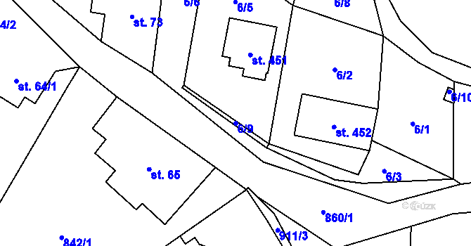 Parcela st. 6/9 v KÚ Čenkovice, Katastrální mapa