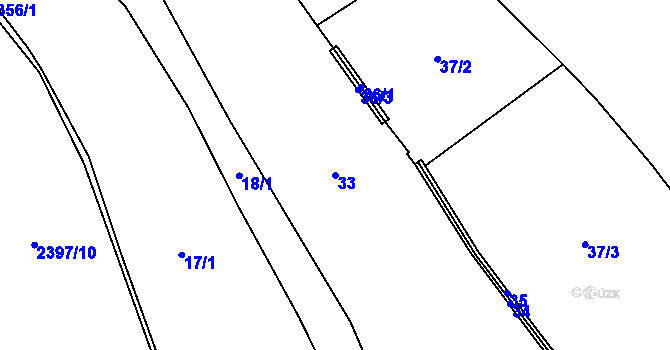 Parcela st. 33 v KÚ Čenkovice, Katastrální mapa