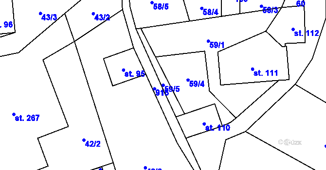 Parcela st. 59/5 v KÚ Čenkovice, Katastrální mapa