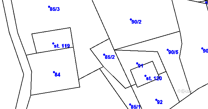 Parcela st. 85/2 v KÚ Čenkovice, Katastrální mapa