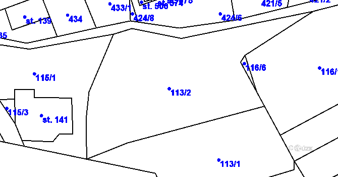 Parcela st. 113/2 v KÚ Čenkovice, Katastrální mapa