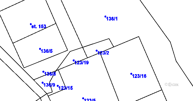 Parcela st. 123/2 v KÚ Čenkovice, Katastrální mapa