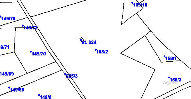Parcela st. 158/2 v KÚ Čenkovice, Katastrální mapa