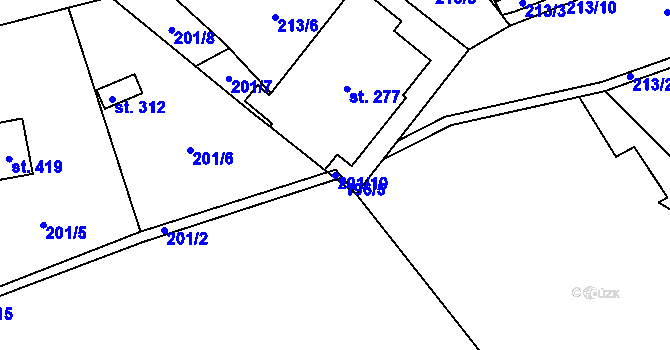 Parcela st. 201/10 v KÚ Čenkovice, Katastrální mapa