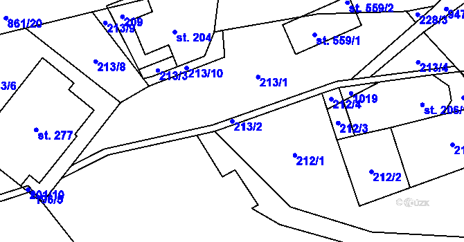 Parcela st. 213/2 v KÚ Čenkovice, Katastrální mapa