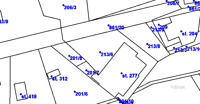 Parcela st. 213/6 v KÚ Čenkovice, Katastrální mapa