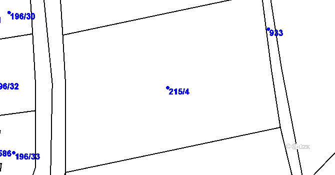 Parcela st. 215/4 v KÚ Čenkovice, Katastrální mapa