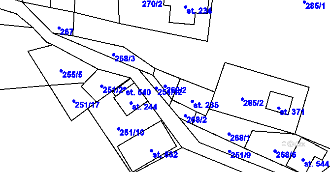 Parcela st. 269/2 v KÚ Čenkovice, Katastrální mapa