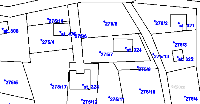 Parcela st. 275/7 v KÚ Čenkovice, Katastrální mapa