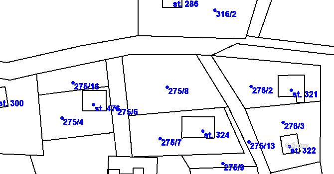 Parcela st. 275/8 v KÚ Čenkovice, Katastrální mapa